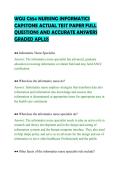 WGU C854 NURSING INFORMATICS&NewLine;CAPSTONE ACTUAL TEST PAPER FULL&NewLine;QUESTIONS AND ACCURATE ANSWERS&NewLine;GRADED APLU