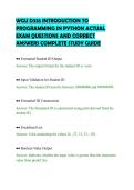 WGU D335 INTRODUCTION TO&NewLine;PROGRAMMING IN PYTHON ACTUAL&NewLine;EXAM QUESTIONS AND CORRECT&NewLine;ANSWERS COMPLETE STUDY GUIDE&NewLine;