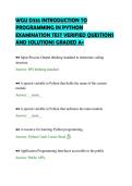 WGU D335 INTRODUCTION TO&NewLine;PROGRAMMING IN PYTHON&NewLine;EXAMINATION TEST VERIFIED QUESTIONS&NewLine;AND SOLUTIONS GRADED A&plus;