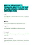 WGU D335 INTRODUCTION TO&NewLine;PROGRAMMING IN PYTHON TEST BANK&NewLine;UPDATED COMPLETE QUESTIONS WITH&NewLine;ACCURATE ANSWERS&NewLine;