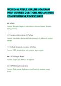 WGU D446 ADULT HEALTH 2 OA EXAM&NewLine;PREP VERIFIED QUESTIONS AND ANSWERS&NewLine;COMPREHENSIVE REVIEW SHEET&NewLine;