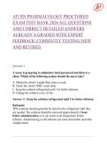 ATI RN PHARMACOLOGY PROCTORED EXAM TEST BANK 2026 ALL QUESTIONS AND CORRECT DETAILED ANSWERS ALREADY A GRADED WITH EXPERT FEEDBACK &vert;CURRENTLY TESTING &vert;NEW AND REVISED&vert;Ace your exam on your  first attempt&excl;&excl;&excl;