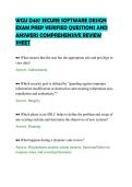 WGU D487 SECURE SOFTWARE DESIGN&NewLine;EXAM PREP VERIFIED QUESTIONS AND&NewLine;ANSWERS COMPREHENSIVE REVIEW&NewLine;SHEET&NewLine;