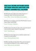 WGU D487 SECURE SOFTWARE DESIGN&NewLine;TEST BANK UPDATED QUESTIONS AND&NewLine;CORRECT ANSWERS FULL SOLUTION&NewLine;