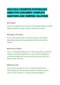 WGU D570 COGNITIVE PSYCHOLOGY&NewLine;OBJECTIVE ASSESSMENT COMPLETE&NewLine;QUESTIONS AND VERIFIED SOLUTIONS