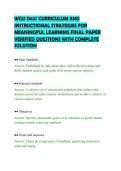 WGU D637 CURRICULUM AND&NewLine;INSTRUCTIONAL STRATEGIES FOR&NewLine;MEANINGFUL LEARNING FINAL PAPER&NewLine;VERIFIED QUESTIONS WITH COMPLETE&NewLine;SOLUTION