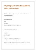 Physiology Exam 2 Practice Questions With Correct Answers