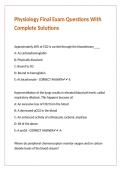 Physiology Final Exam Questions With Complete Solutions
