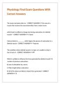 Physiology Final Exam Questions With Correct Answers 