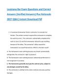 Louisiana Bar Exam Questions and Correct &NewLine;Answers &lpar;Verified Answers&rpar; Plus Rationale &NewLine;2027 Q&A&vert; Instant Download Pdf