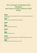 FAC C Package Certification Exam Questions and Answers Verified Solutions Latest Update