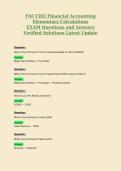 FAC1502 Financial Accounting&NewLine;Elementary Calculations&NewLine;EXAM Questions and Answers&NewLine;Verified Solutions Latest Update