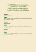 FAC1502 Financial Accounting&NewLine;Elementary Calculations&NewLine;TEST Questions and Answers&NewLine;Verified Solutions Latest Update