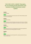 FAC1502 UNIT 1 BASIC Principles&NewLine;OF Accounting EXAM Questions and&NewLine;Answers Verified Solutions Latest&NewLine;Update