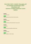 FAC1502 UNIT 1 BASIC Principles OF&NewLine;Accounting Examination TEST&NewLine;Questions and&NewLine;Answers Verified Solutions Latest&NewLine;Update