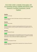 FAC1502 UNIT 1 BASIC Principles OF&NewLine;Accounting FINAL PAPER Questions and&NewLine;Answers Verified Solutions Latest&NewLine;Update