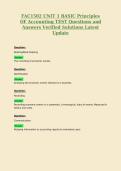 FAC1502 UNIT 1 BASIC Principles&NewLine;OF Accounting TEST Questions and&NewLine;Answers Verified Solutions Latest&NewLine;Update