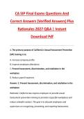 CA SIP Final Exams Questions And &NewLine;Correct Answers &lpar;Verified Answers&rpar; Plus &NewLine;Rationales 2027 Q&A &vert; Instant &NewLine;Download Pdf 