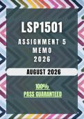 LSP1501 Assignment 5 MEMO &vert; Due Date August 2026