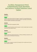 Facilities Management FINAL&NewLine;Comprehensive Exam Questions&NewLine;and Answers Verified Solutions Latest&NewLine;Update