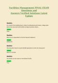 Facilities Management FINAL EXAM Questions and Answers Verified Solutions Latest Update