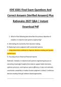 ISYE 6501 Final Exam Questions And &NewLine;Correct Answers &lpar;Verified Answers&rpar; Plus &NewLine;Rationales 2027 Q&A &vert; Instant &NewLine;Download Pdf