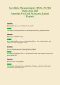 Facilities Management FINAL PAPER&NewLine;Questions and&NewLine;Answers Verified Solutions Latest&NewLine;Update