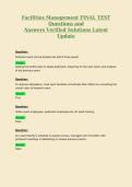 Facilities Management FINAL TEST Questions and Answers Verified Solutions Latest Update