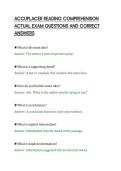 ACCUPLACER READING COMPREHENSION&NewLine;ACTUAL EXAM QUESTIONS AND CORRECT&NewLine;ANSWERS
