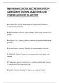 RN PHARMACOLOGY VATI RE EVALUATION&NewLine;ASSESSMENT ACTUAL QUESTIONS AND&NewLine;VERIFIED ANSWERS EXAM PREP&NewLine;