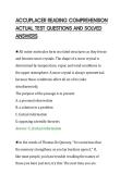 ACCUPLACER READING COMPREHENSION&NewLine;ACTUAL TEST QUESTIONS AND SOLVED&NewLine;ANSWERS