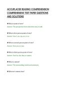 ACCUPLACER READING COMPREHENSION&NewLine;COMPREHENSIVE TEST PAPER QUESTIONS&NewLine;AND SOLUTIONS