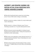 MATERNITY AND PEDIATRIC NURSING 3RD&NewLine;EDITION ACTUAL EXAM QUESTIONS WITH&NewLine;VERIFIED ANSWERS EXAMPREP