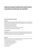 KENTUCKY BOILER CONTRACTOR CERTIFICATION &NewLine;EXAMINATION QUESTIONS AND ANSWERS