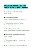 AHA BLS UPDATED ACTUAL EXAM&NewLine;QUESTIONS AND CORRECT ANSWERS