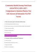 Community Health Nursing Final Exam &NewLine;&lpar;AGACNP-C&rpar; 2026&ndash;2027 &vert; &NewLine;Comprehensive Question Practice Test &NewLine;with Answers & Rationales&vert; Free Pdf &NewLine;Access