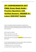 ATI COMPREHENSIVE EXIT &NewLine;FINAL Exam Study Guide &ndash; &NewLine;Practice Questions with &NewLine;Verified Answers&period; GRADED A&plus;&period; &NewLine;Latest 2026&sol;2027 Update 