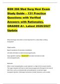 BSN 266 Med Surg Hesi Exam &NewLine;Study Guide &ndash; 131 Practice &NewLine;Questions with Verified &NewLine;Answers with Rationales&period; &NewLine;GRADED A&plus;&period; Latest 2026&sol;2027 &NewLine;Update &NewLine;
