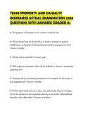 TEXAS PROPERTY AND CASUALTY&NewLine;INSURANCE ACTUAL EXAMINATION 2026&NewLine;QUESTIONS WITH ANSWERS GRADED A&plus;