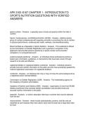 APK 3163 &sol;6167 CHAPTER 1 - INTRODUCTION TO SPORTS NUTRITION QUESTIONS WITH VERIFIED ANSWERS