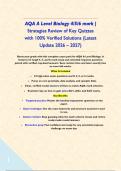 AQA A Level Biology 4&sol;5&sol;6 mark &vert; Strategies Review of Key Quizzes with 100&percnt; Verified Solutions &lpar;Latest Update 2026 &ndash; 2027&rpar;&NewLine;