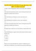 MATH 3339 STATISTICS Exam Question with&NewLine;100&percnt; Verified Answers