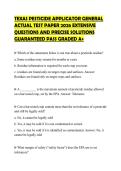 TEXAS PESTICIDE APPLICATOR GENERAL&NewLine;ACTUAL TEST PAPER 2026 EXTENSIVE&NewLine;QUESTIONS AND PRECISE SOLUTIONS&NewLine;GUARANTEED PASS GRADED A&plus;