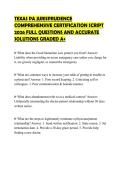 TEXAS PA JURISPRUDENCE&NewLine;COMPREHENSIVE CERTIFICATION SCRIPT&NewLine;2026 FULL QUESTIONS AND ACCURATE&NewLine;SOLUTIONS GRADED A&plus;