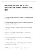 POST EXAM PRACTICE TEST ACTUAL&NewLine;QUESTIONS AND VERIFIED ANSWERS EXAM&NewLine;PREP