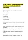 TEXAS NURSING JURISPRUDENCE FINAL&NewLine;PAPER 2026 COMPLETE ANSWERS&NewLine;GRADED A&plus;