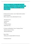 TEXAS NURSING JURISPRUDENCE&NewLine;ACTUAL CERTIFICATION PAPER 2026&NewLine;QUESTIONS WITH ANSWERS FULL&NewLine;SOLUTION&period;