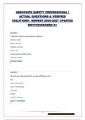ASSOCIATE SAFETY PROFESSIONAL &vert; ACTUAL QUESTIONS & VERIFIED SOLUTIONS &vert; NEWEST 2026-2027 UPDATED EDITION&vert;GRADED A&plus;