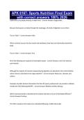 APK 6167- Sports Nutrition Final Exam with correct answers 100&percnt; 2026