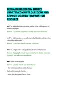 TCDHA RADIOGRAPHY THEORY&NewLine;UPDATED COMPLETE QUESTIONS AND&NewLine;ANSWERS VERIFIED PREPARATION&NewLine;RESOURCE